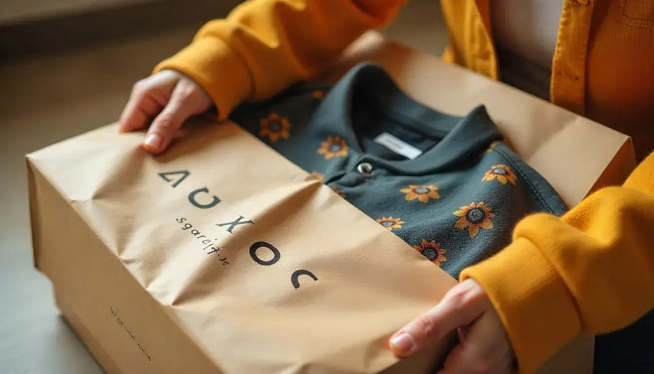 Unboxing ASOS delivery with branded packaging and neatly folded clothes