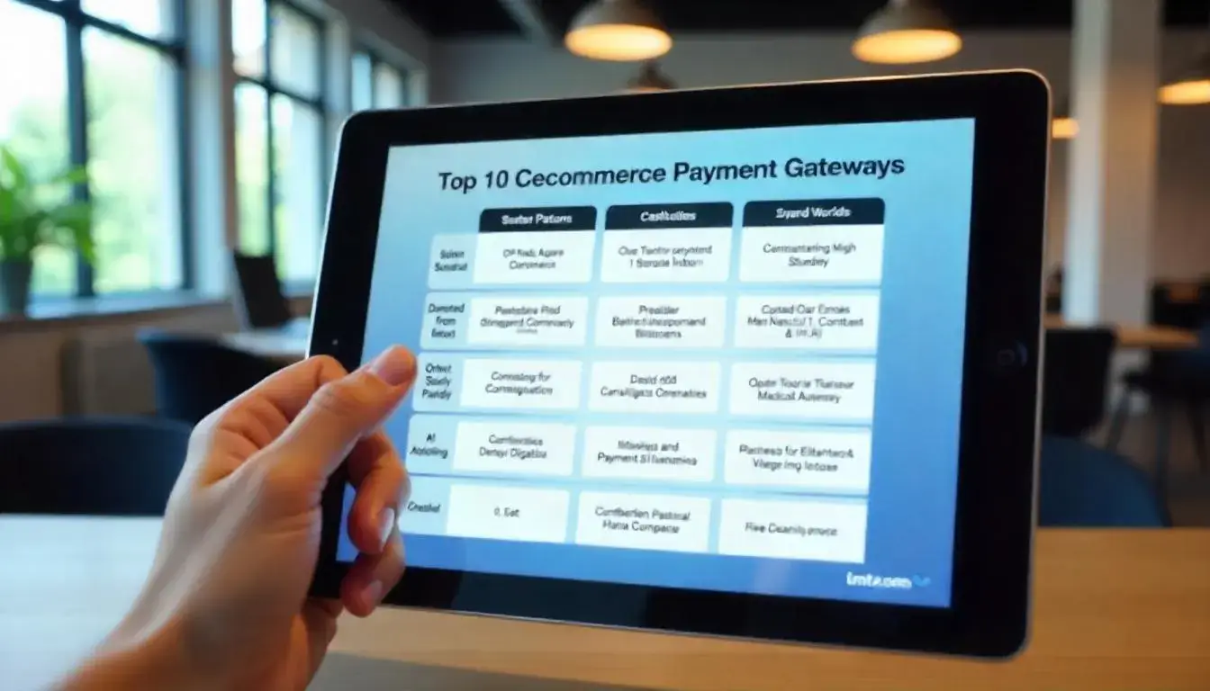 Infographic comparing top eCommerce payment gateways for small businesses.