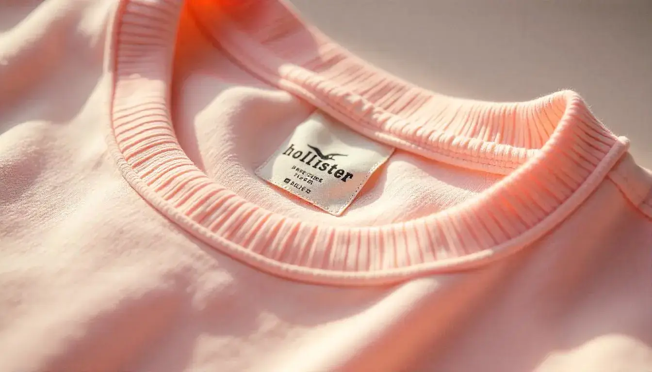 Close-up of Hollister t-shirt fabric texture and stitching