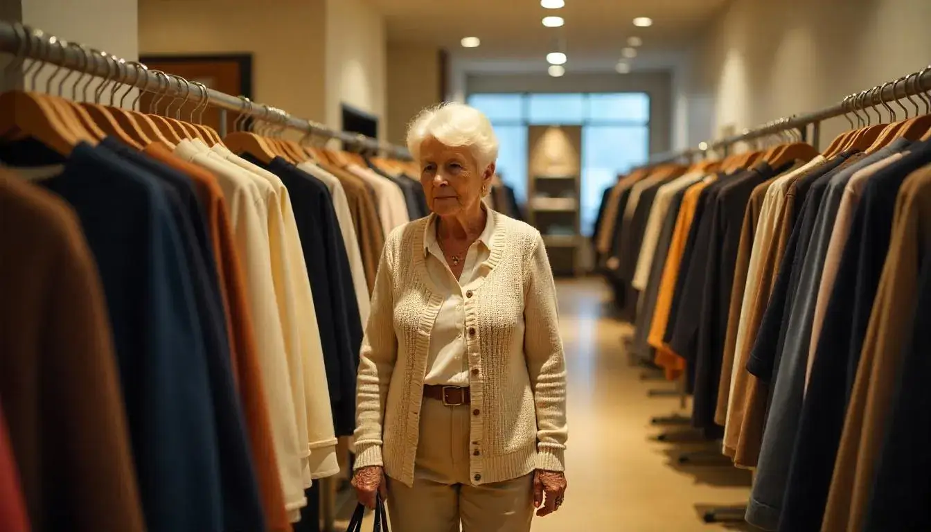 Customer browsing clothing racks inside a Banana Republic retail store