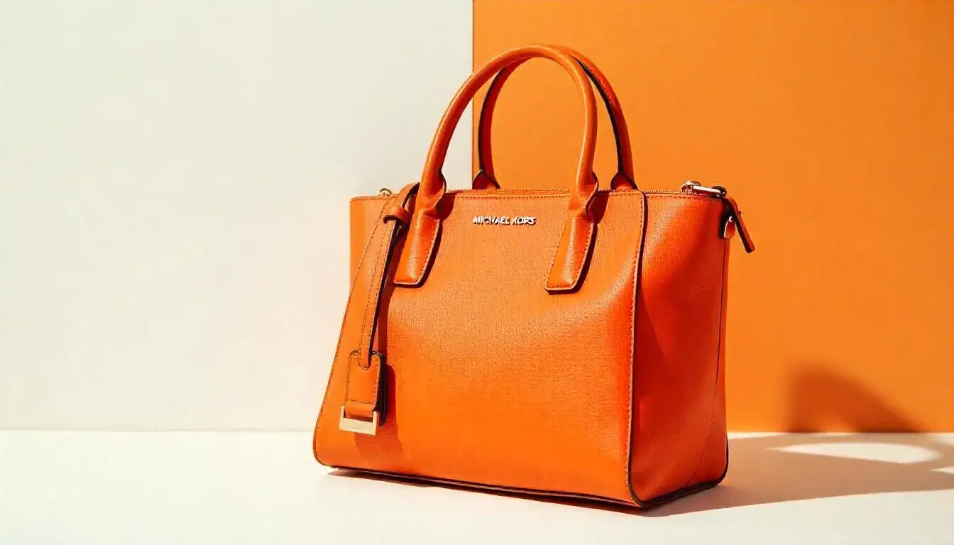 Michael Kors Jet Set handbag on white background showing logo and design details