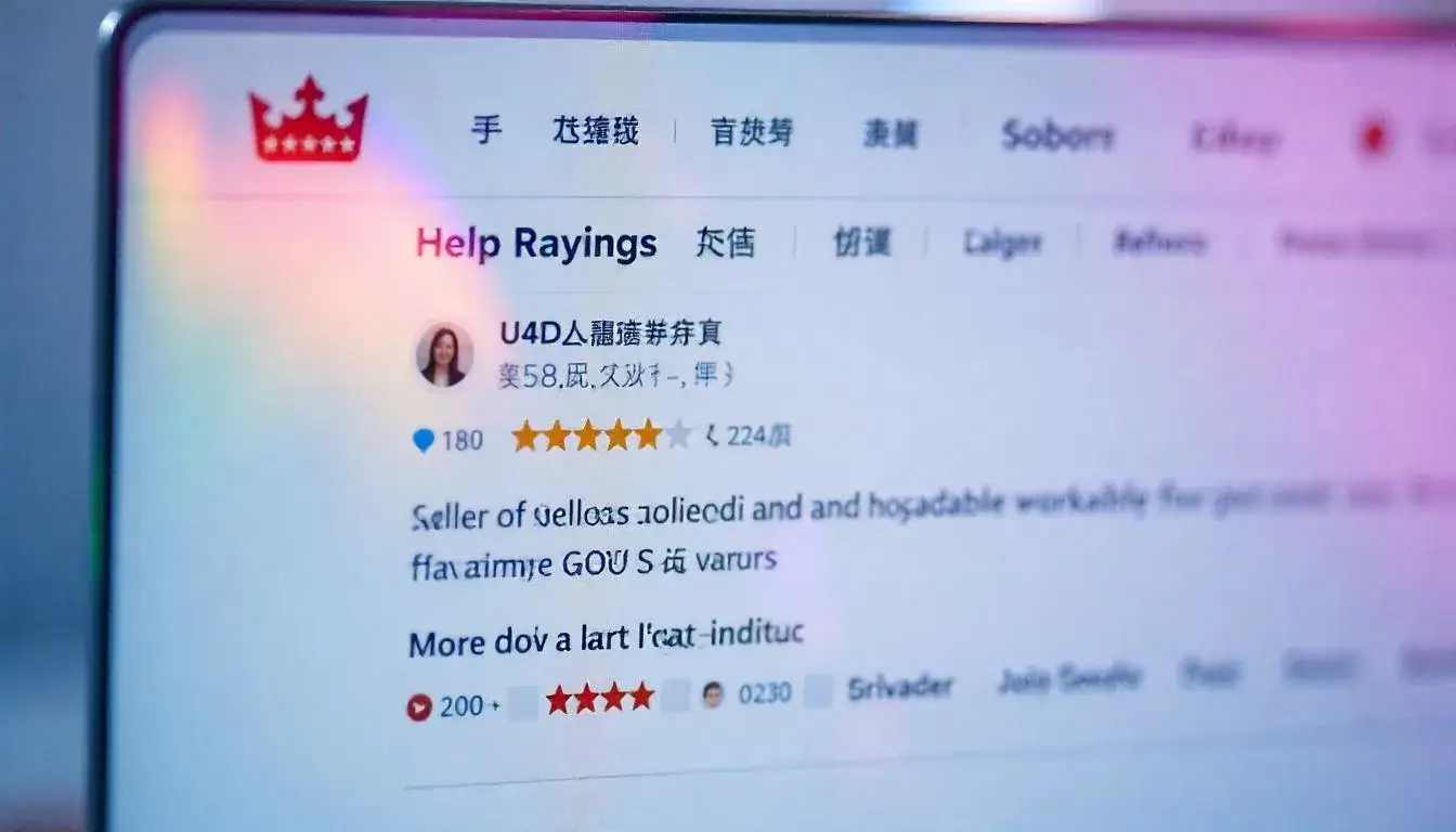Screenshot showing Taobao seller ratings with crowns and user reviews