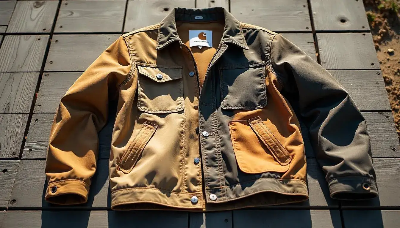Unique Carhartt Reworked patchwork jackets, showcasing one-of-a-kind designs made from recycled Carhartt materials
