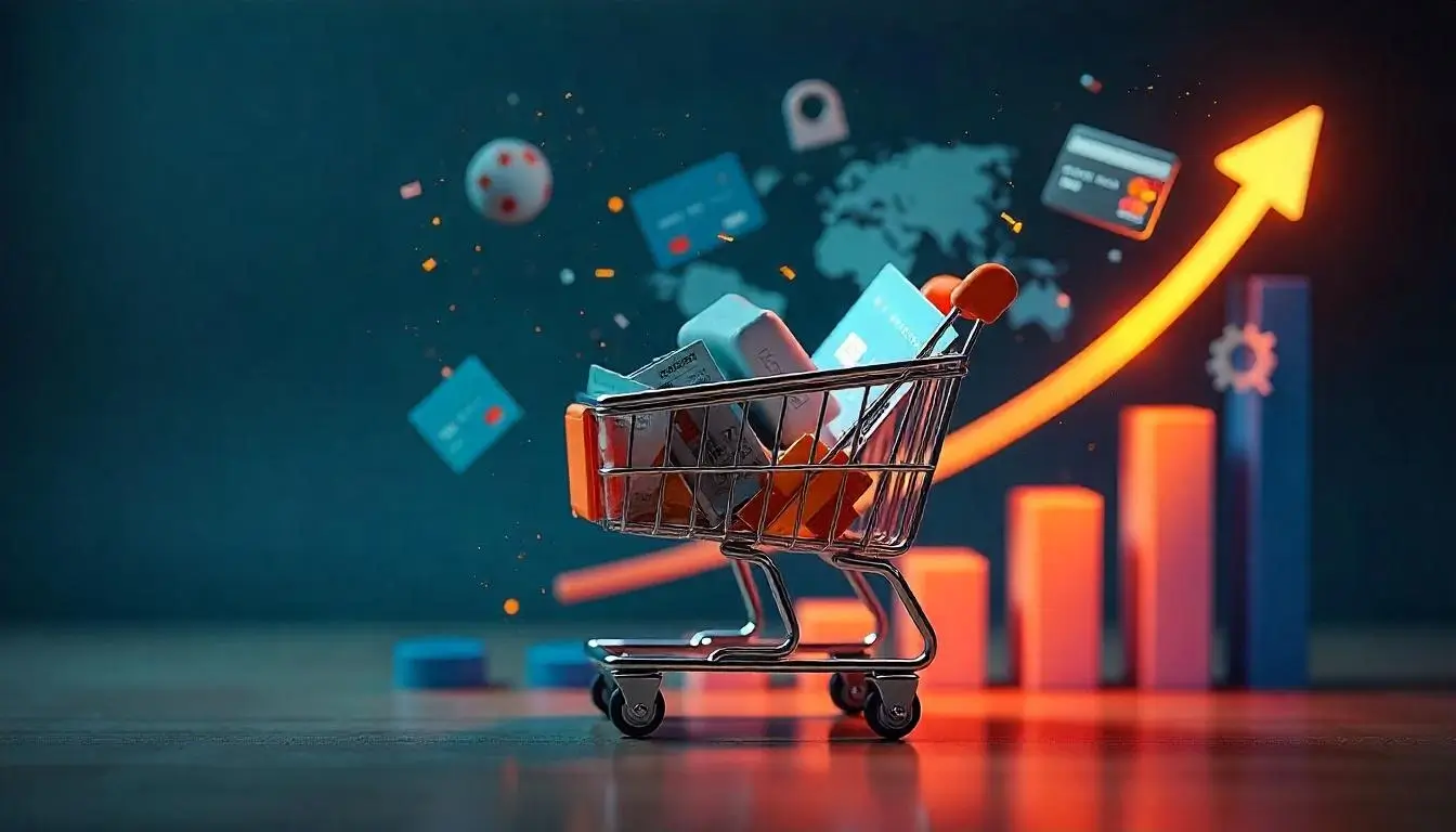 Ecommerce business growth illustration showcasing the benefits of the Magento ecommerce platform.