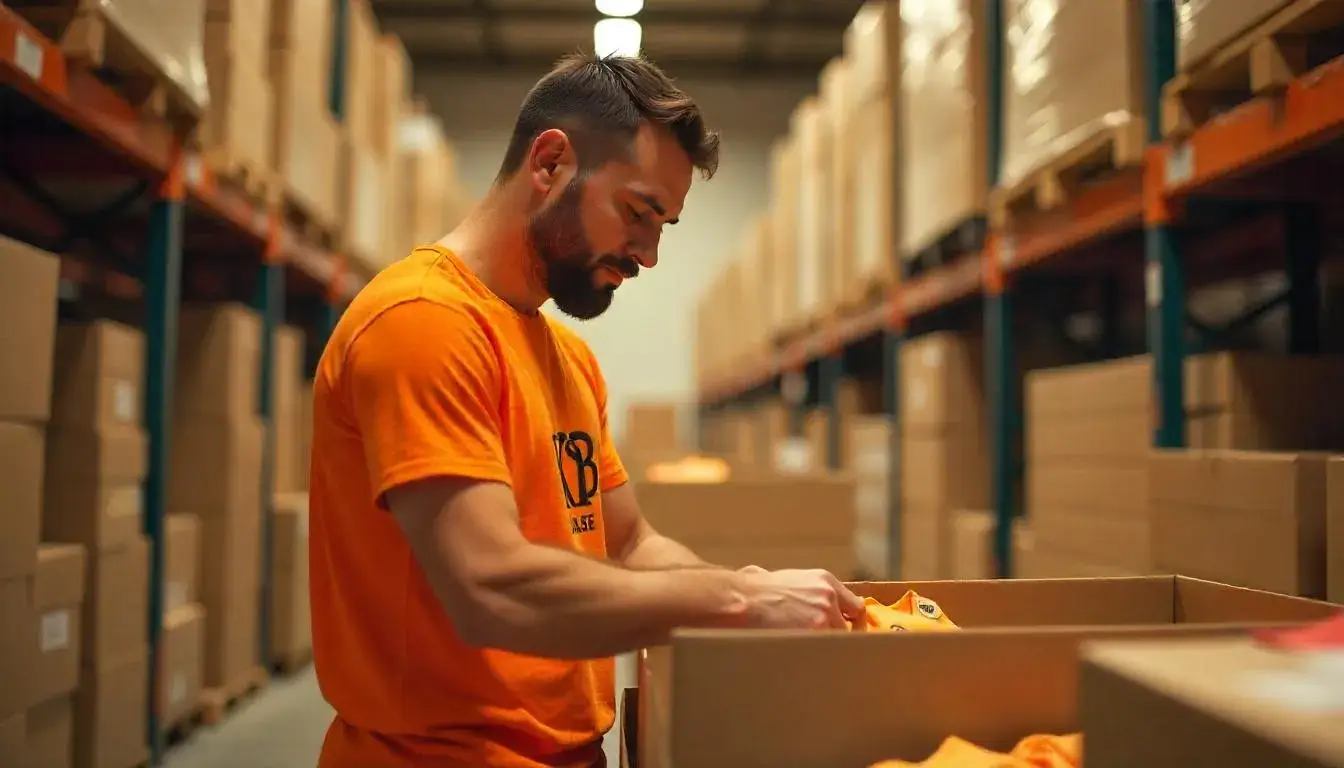 Zaful packaging process showing items being folded and packed in a warehouse