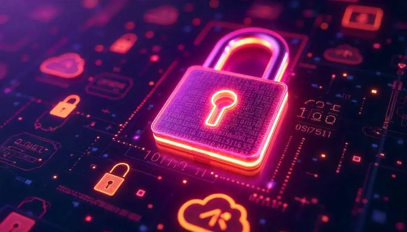 Digital security lock representing privacy protection.