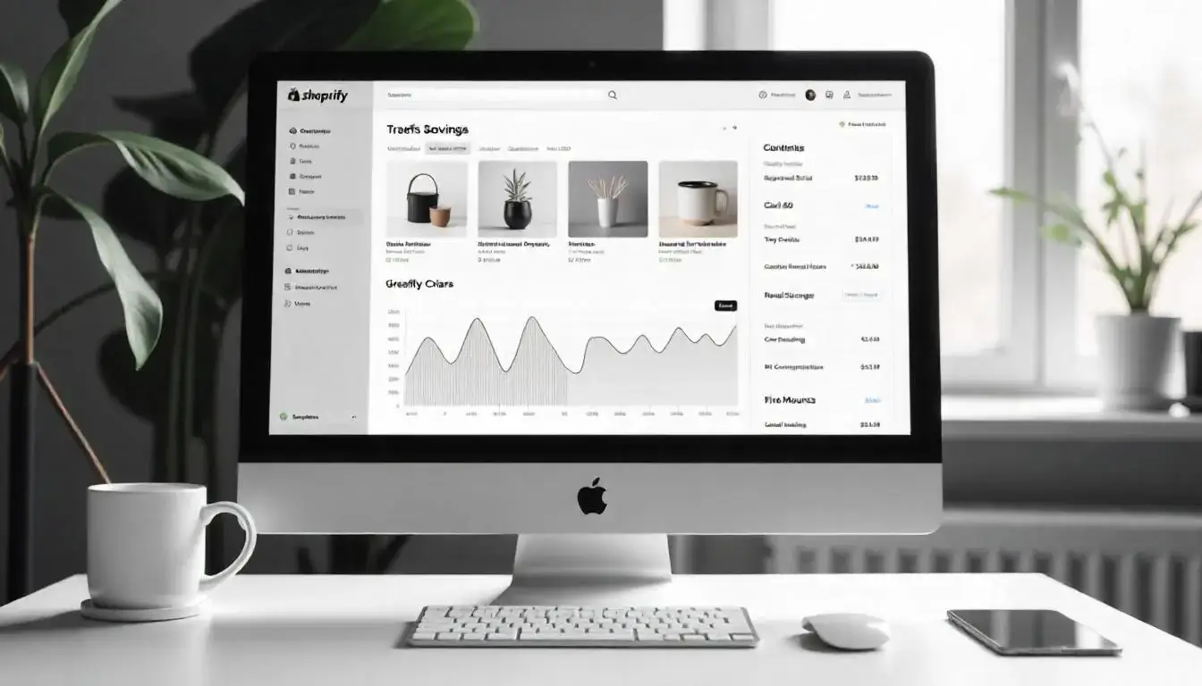 Shopify dashboard showing product listings and analytics for a growing ecommerce business.