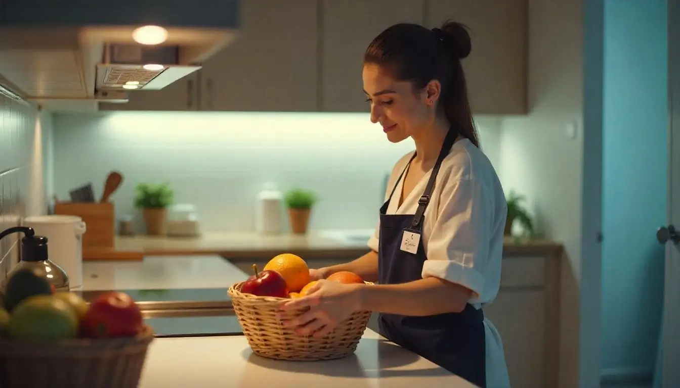 Walmart associate delivering groceries inside a customer’s home as part of Walmart+ InHome service