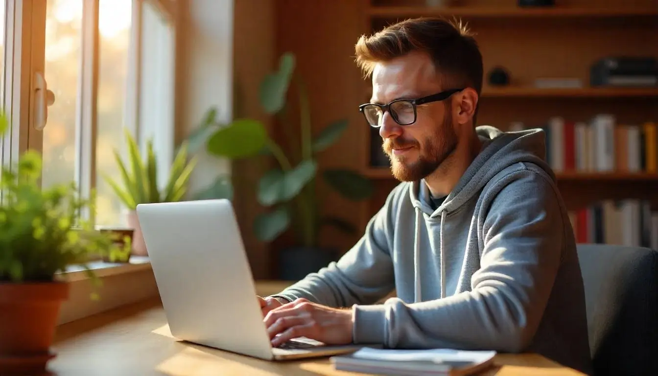 WooCommerce developer coding and optimizing an online store on a laptop.
