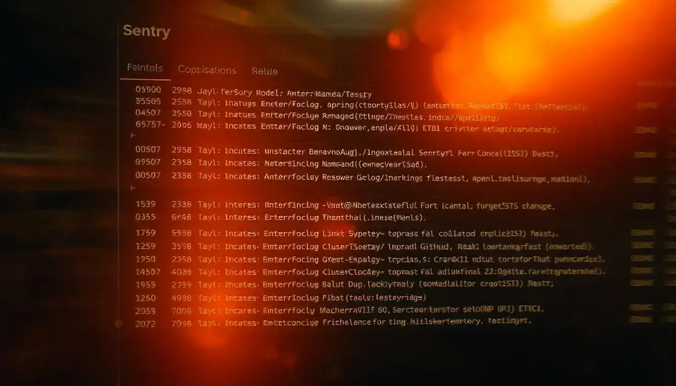 Sentry error monitoring dashboard showing logged errors with links to specific GitHub issues, helping track and fix problems in e-commerce development